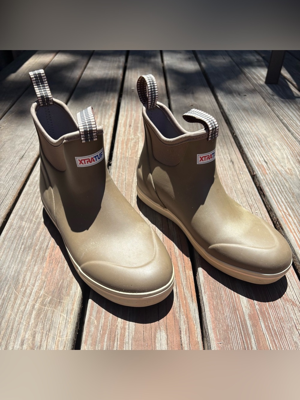 XTRATUF Ankle Rain Boots in Grey/Olive Euro 42